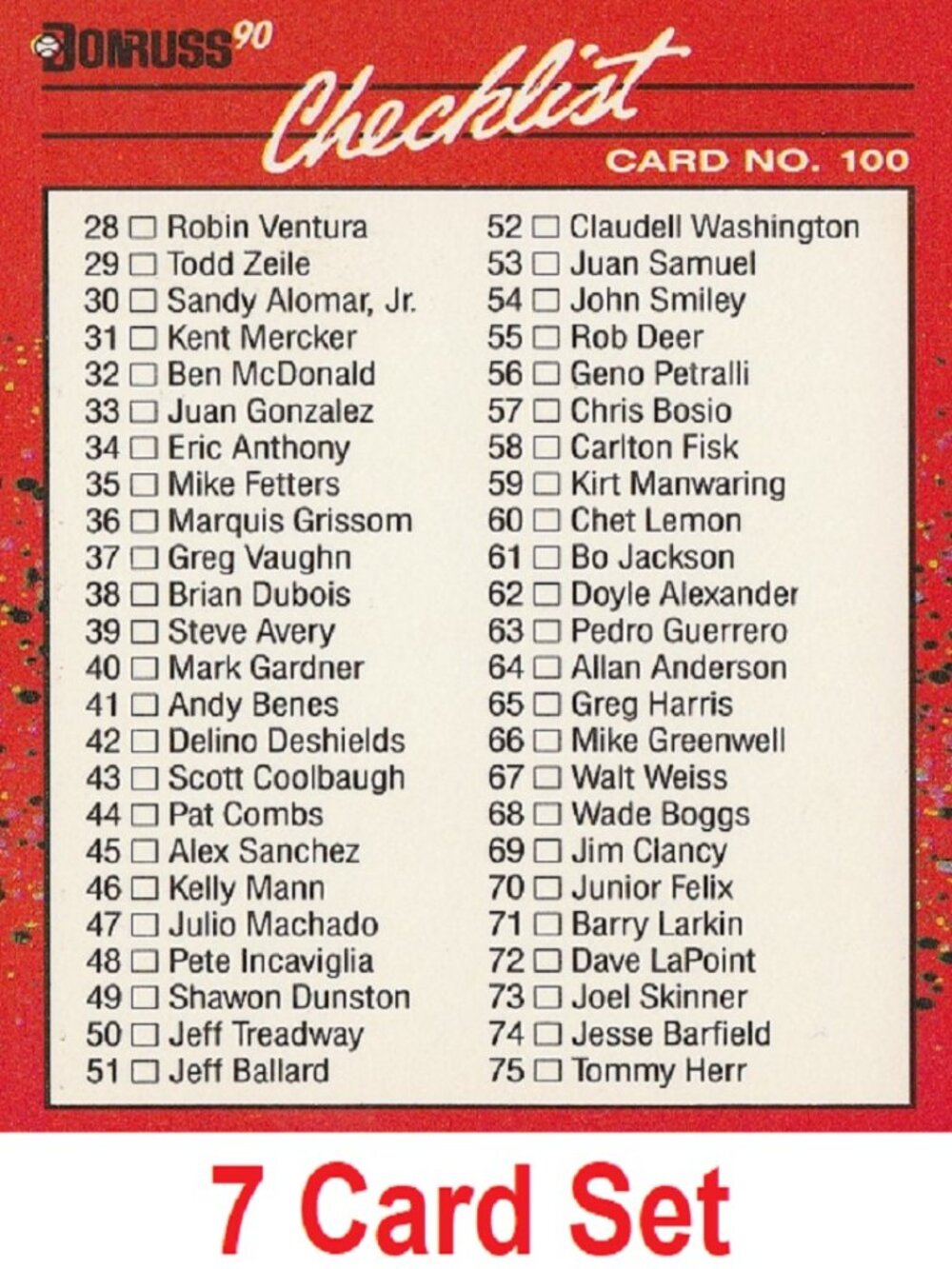 Donruss 90 Checklist Cards